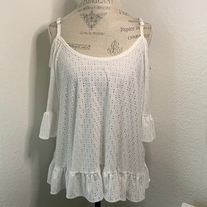 MICHAEL Michael Kors White Eyelet Ruffles Cut Out Blouse